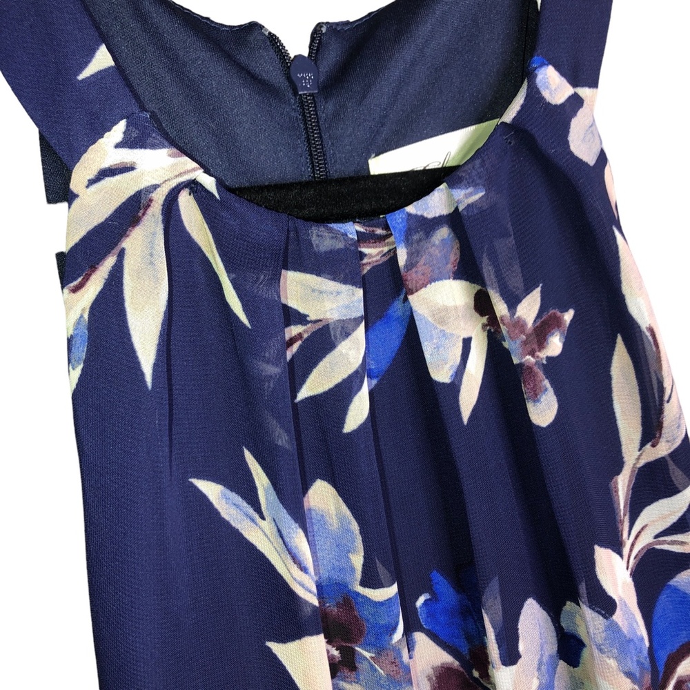 Eliza J Navy Blue Floral Halter Maxi Evening Wedding Party Dress Size 8 - Picture 8 of 14